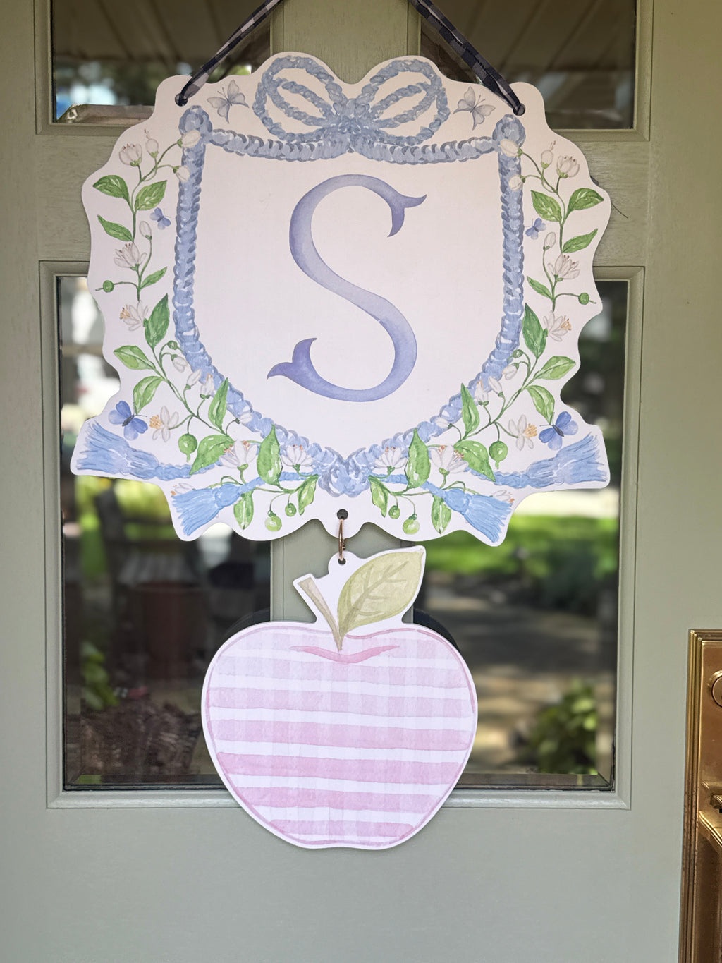 Gingham Heart Crest Charm