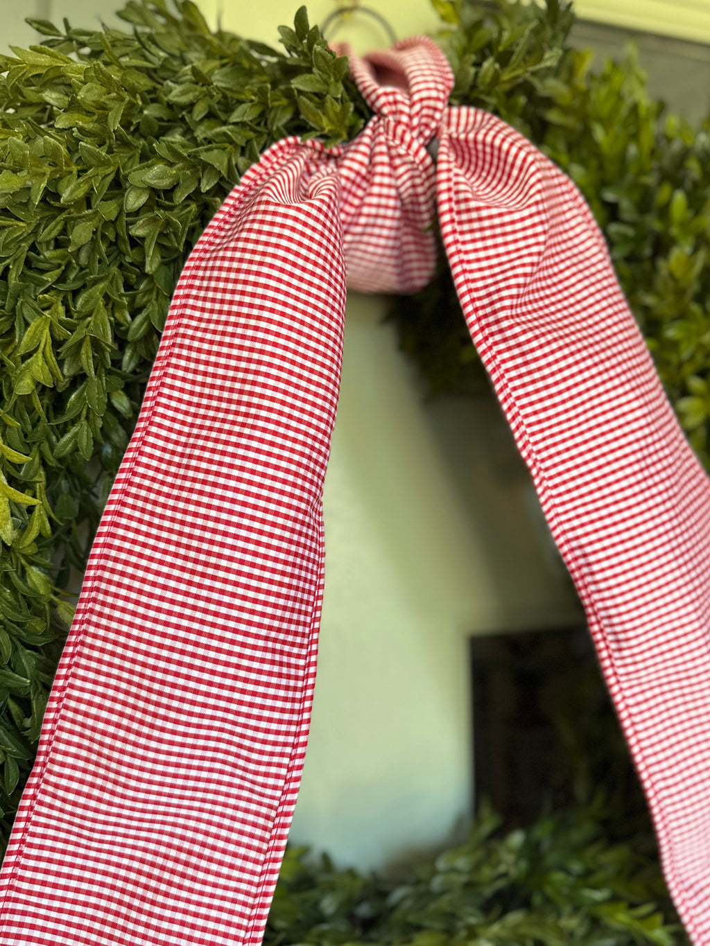 Chambray and Red Gingham Double Sided Ribbon Sash