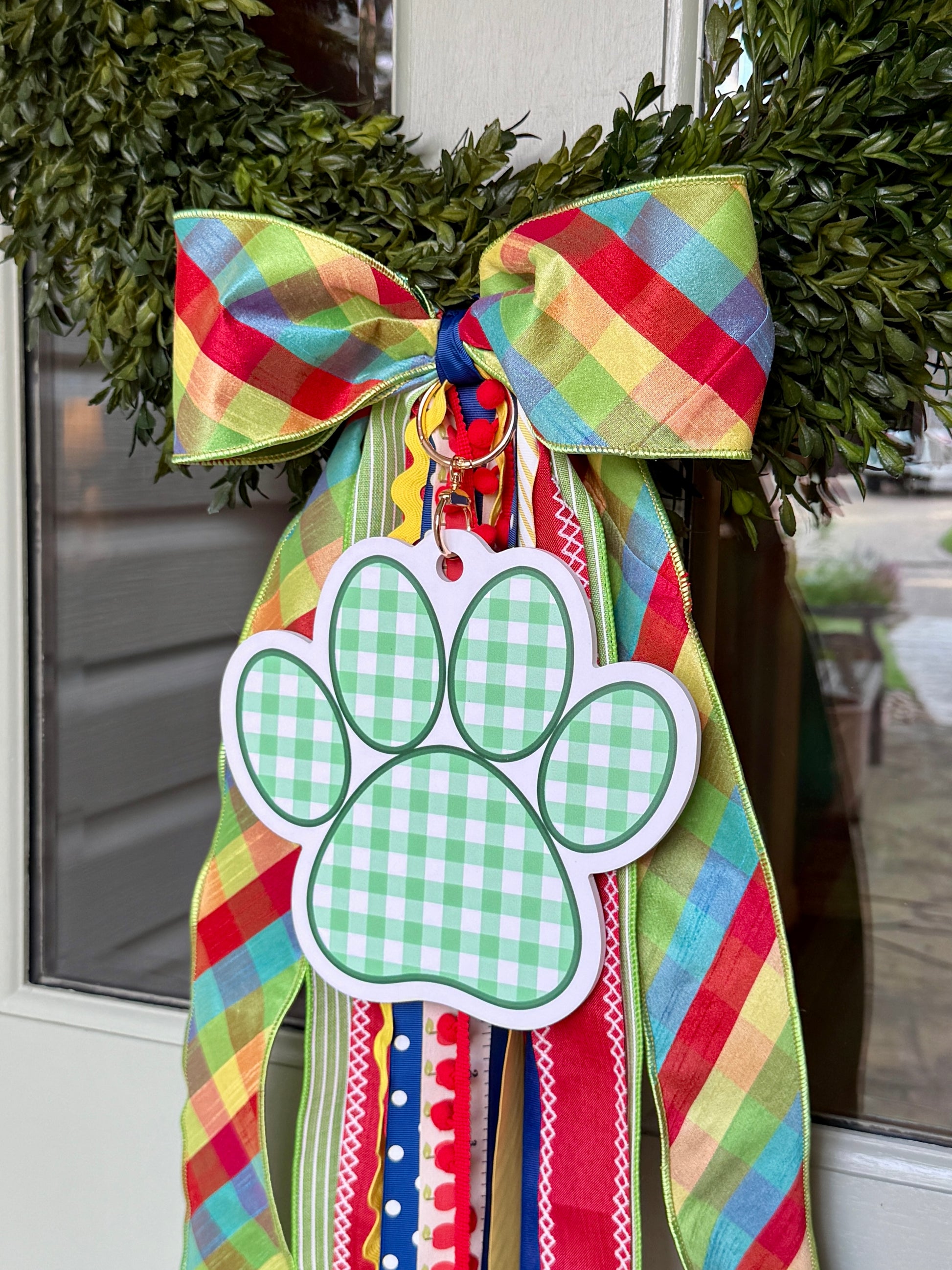 Gingham Paw Wreath Charm (multiple colors!)