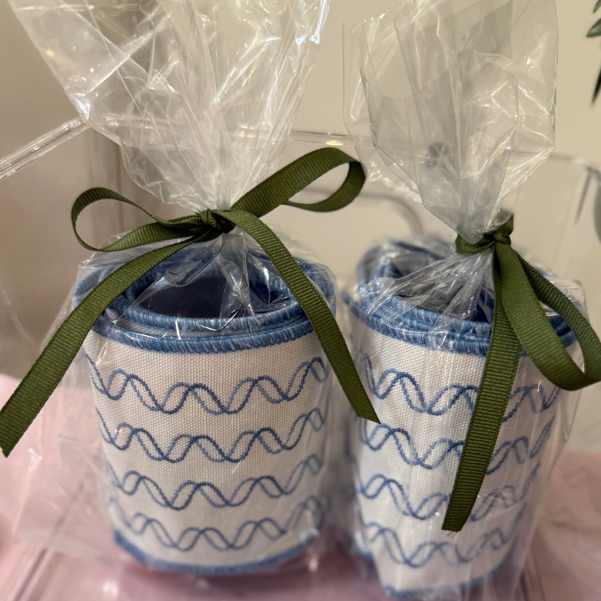 Squiggle Blue Embroidered Sash