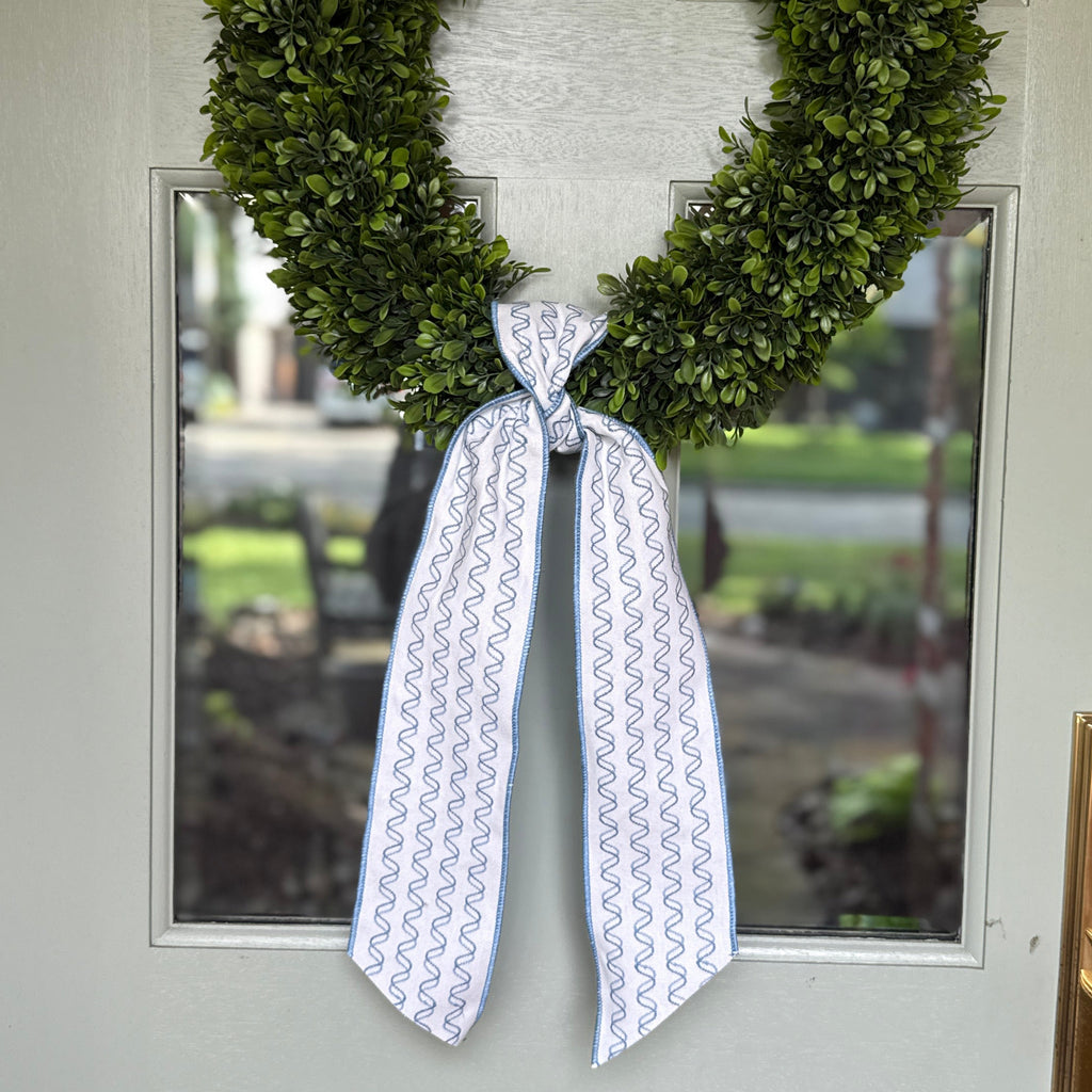 Squiggle Blue Embroidered Sash
