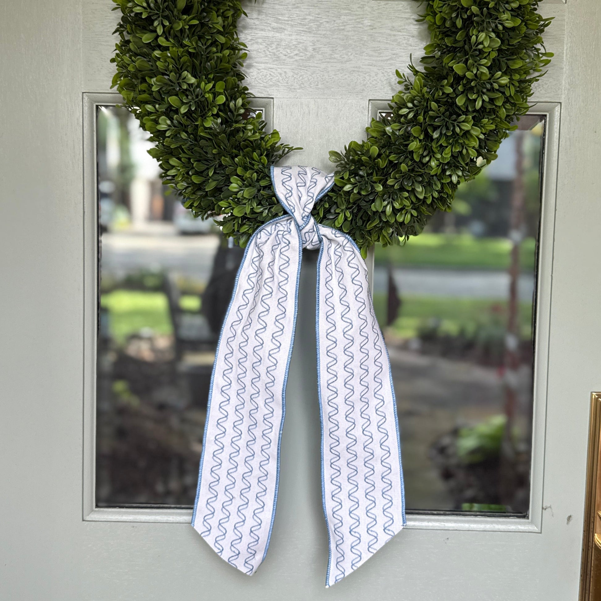 Squiggle Blue Embroidered Sash