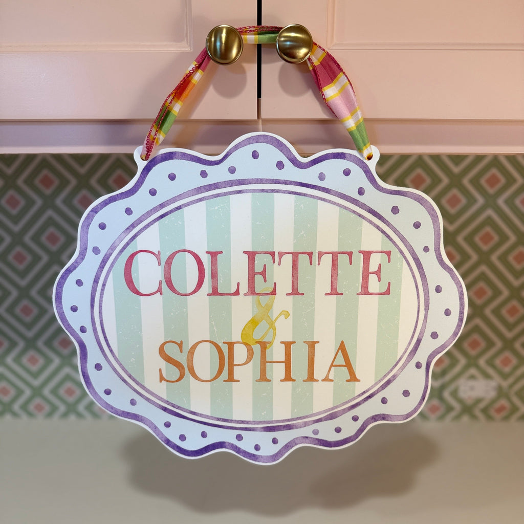 Watercolor Scallop Stripe Door Sign