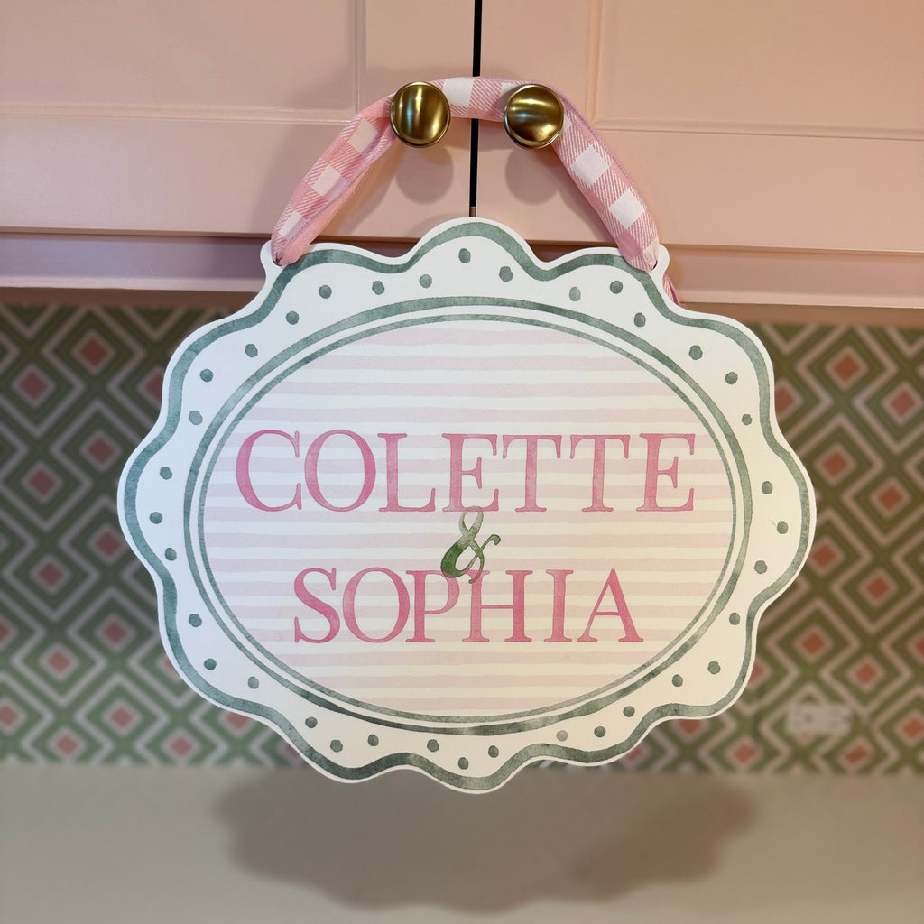 Watercolor Scallop Stripe Door Sign