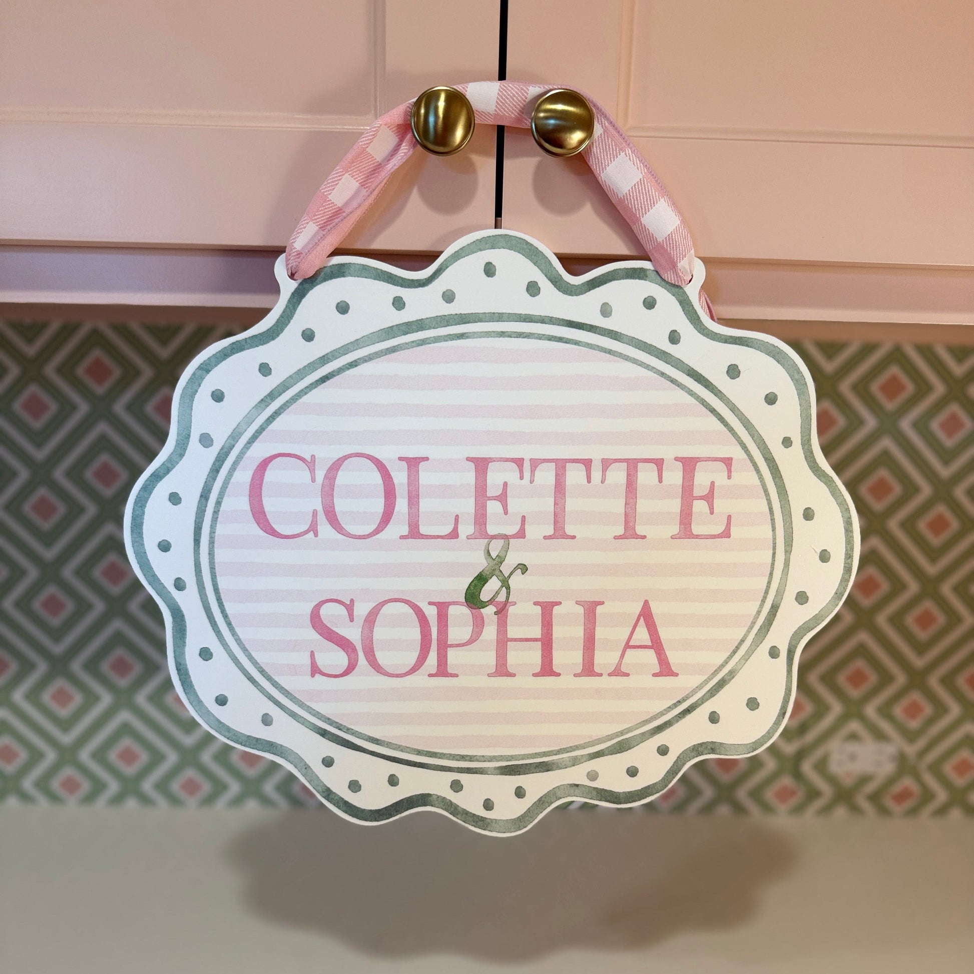 Watercolor Scallop Stripe Door Sign
