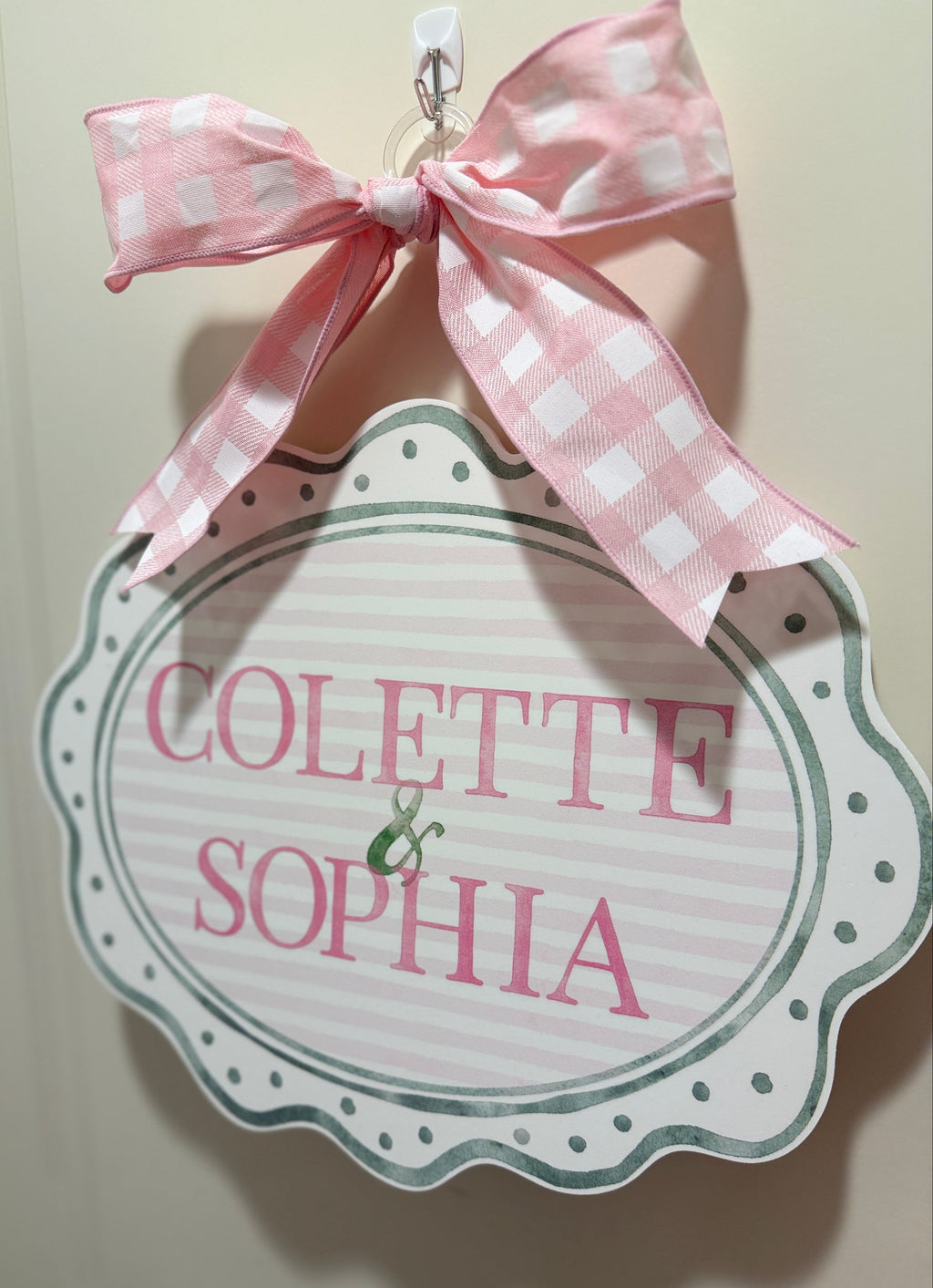 Watercolor Scallop Stripe Door Sign