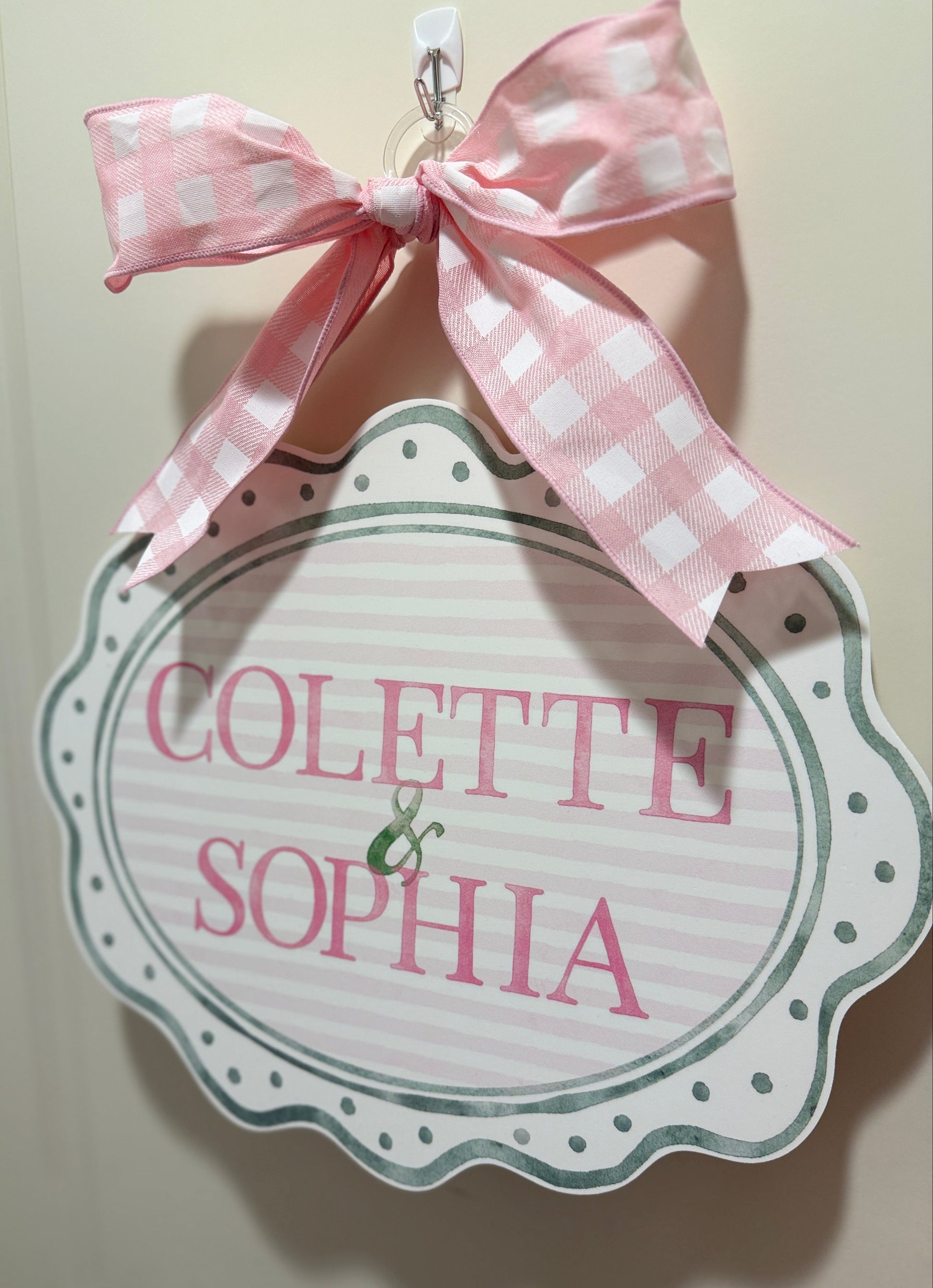Watercolor Scallop Stripe Door Sign