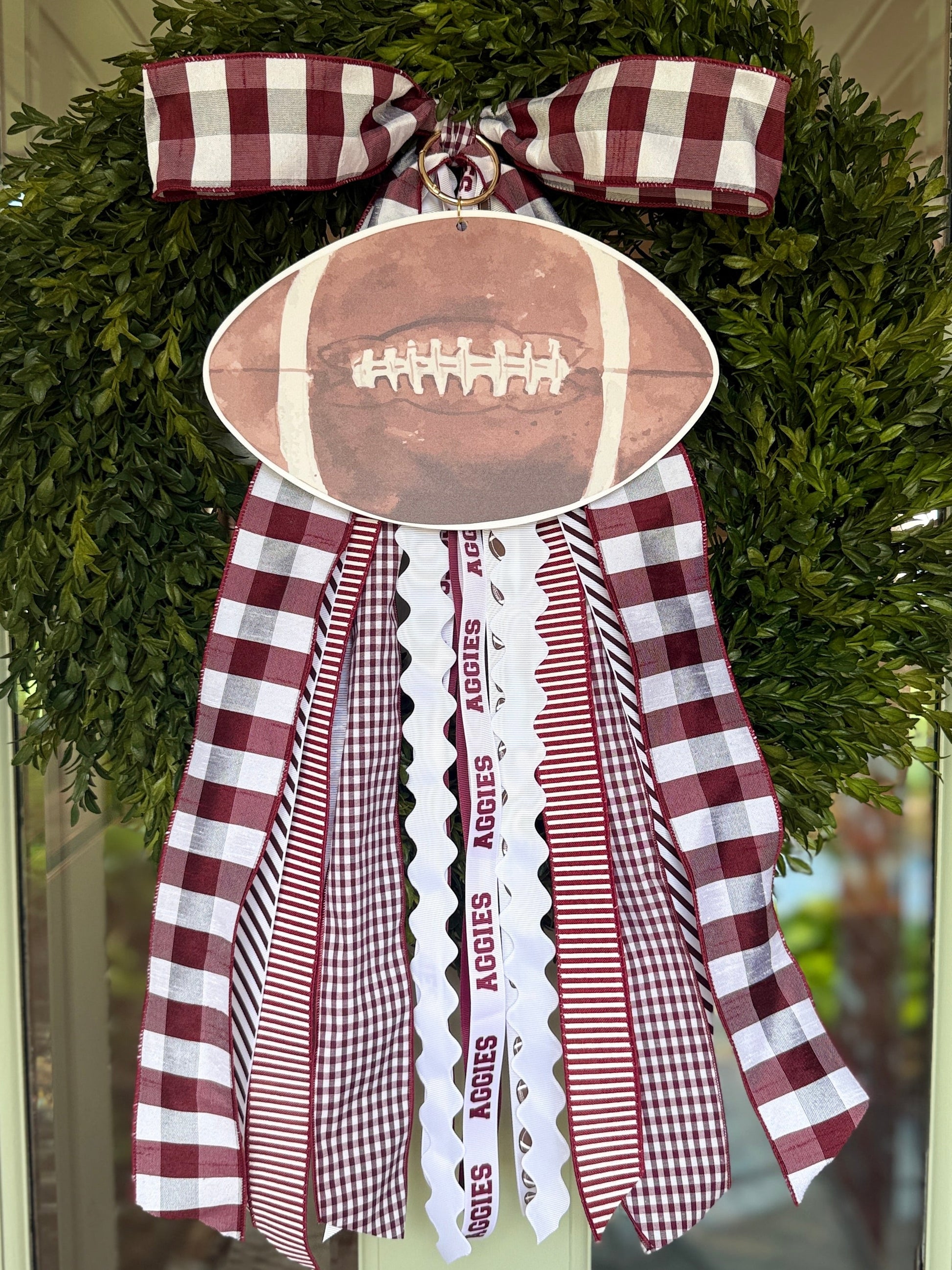 Maroon & White Wreath Ribbon