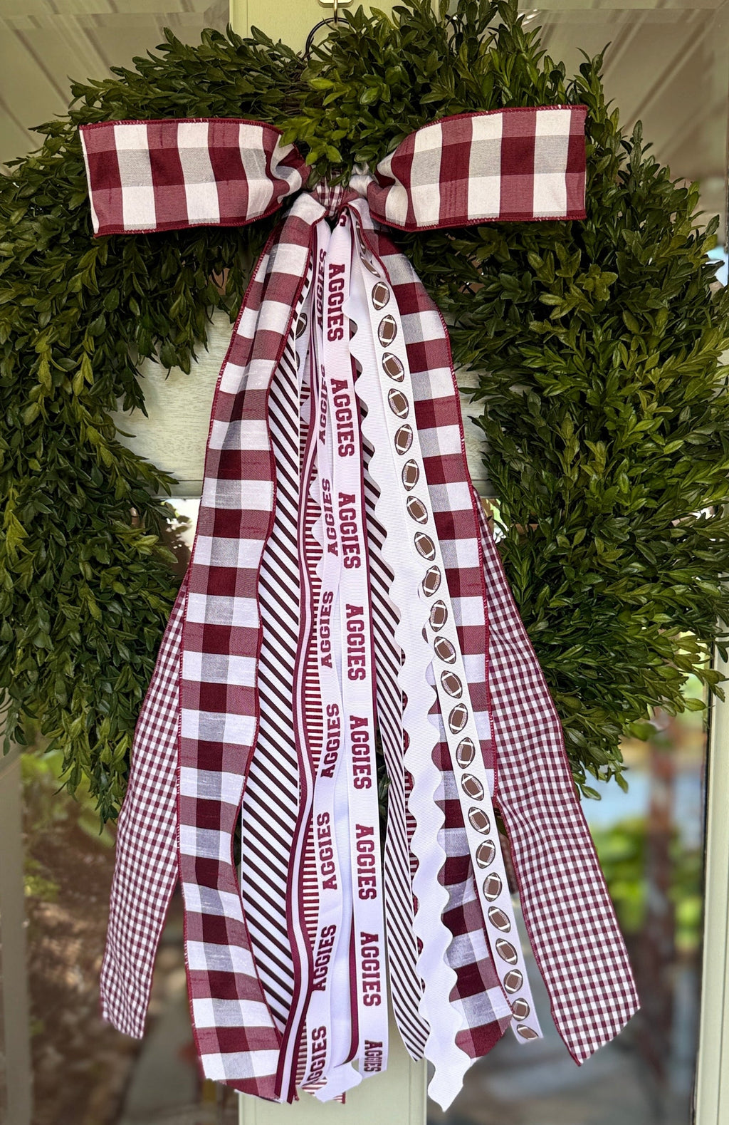 Maroon & White Wreath Ribbon