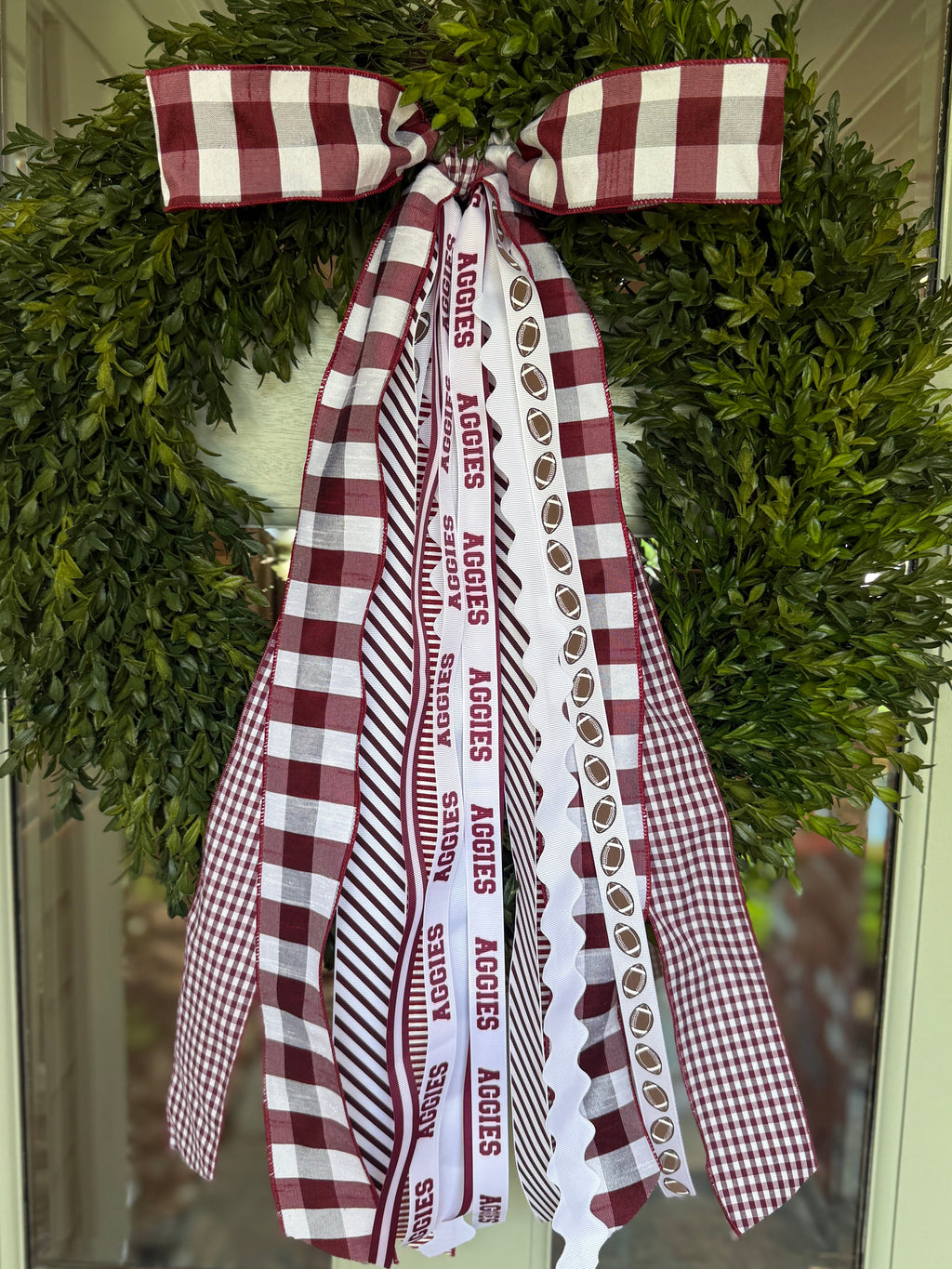 Maroon & White Wreath Ribbon