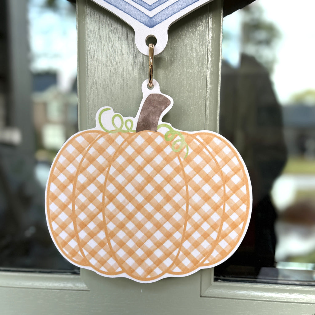 Gingham Pumpkin Crest Charm