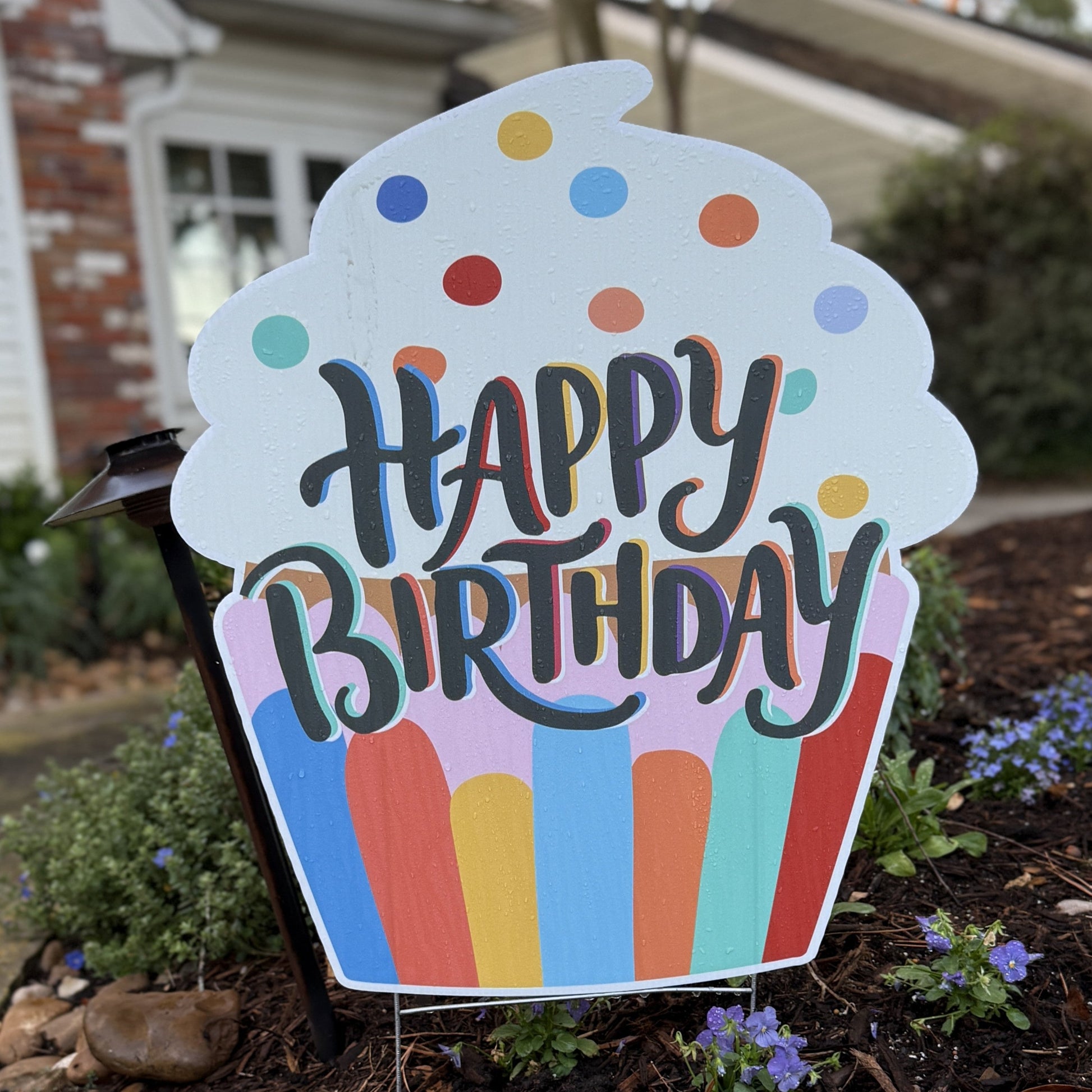 Rainbow Cupcake Yard Sign