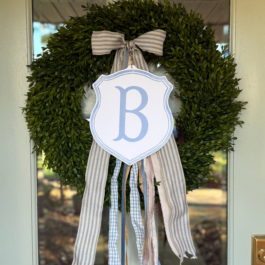 Blue Monogram Wreath Charm