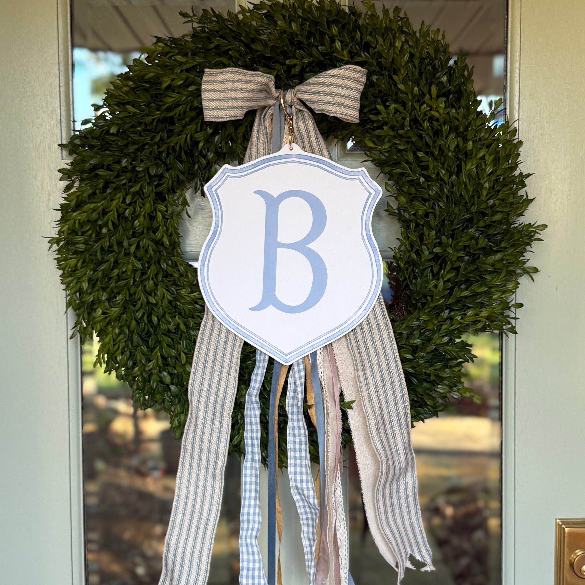 Blue Monogram Wreath Charm