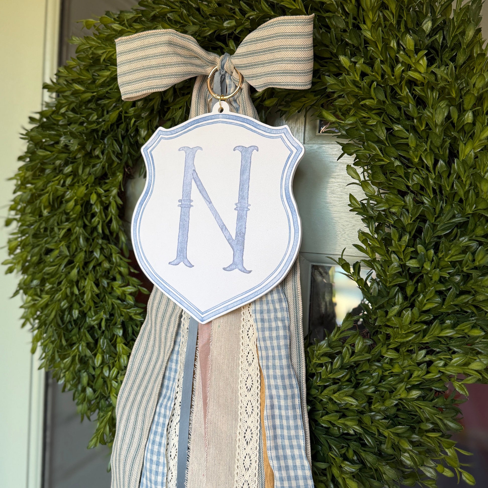 Blue Monogram Wreath Charm
