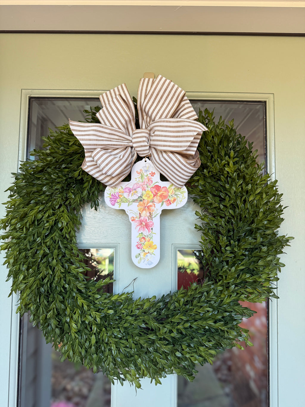 Floral Cross Wreath Charm