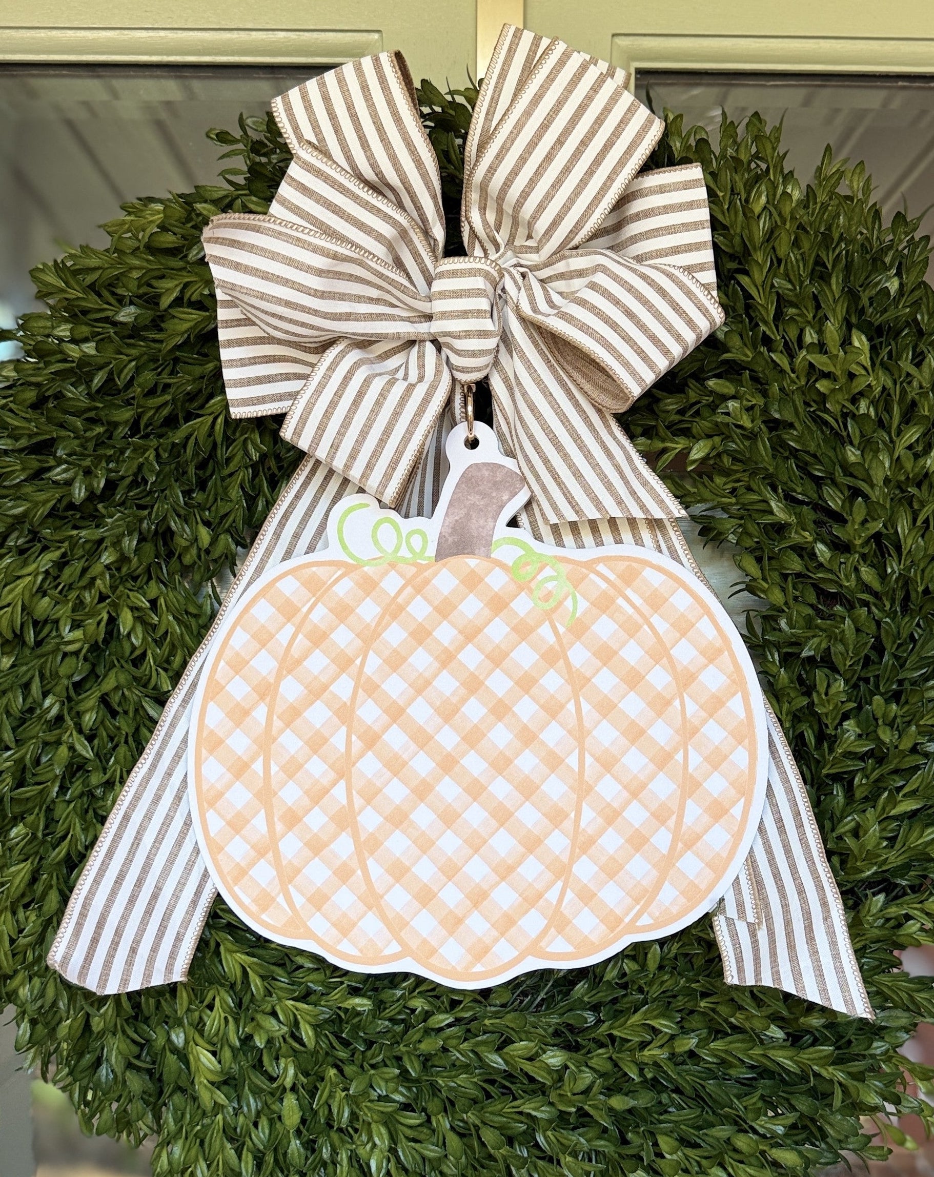 Gingham Pumpkin Wreath Charm
