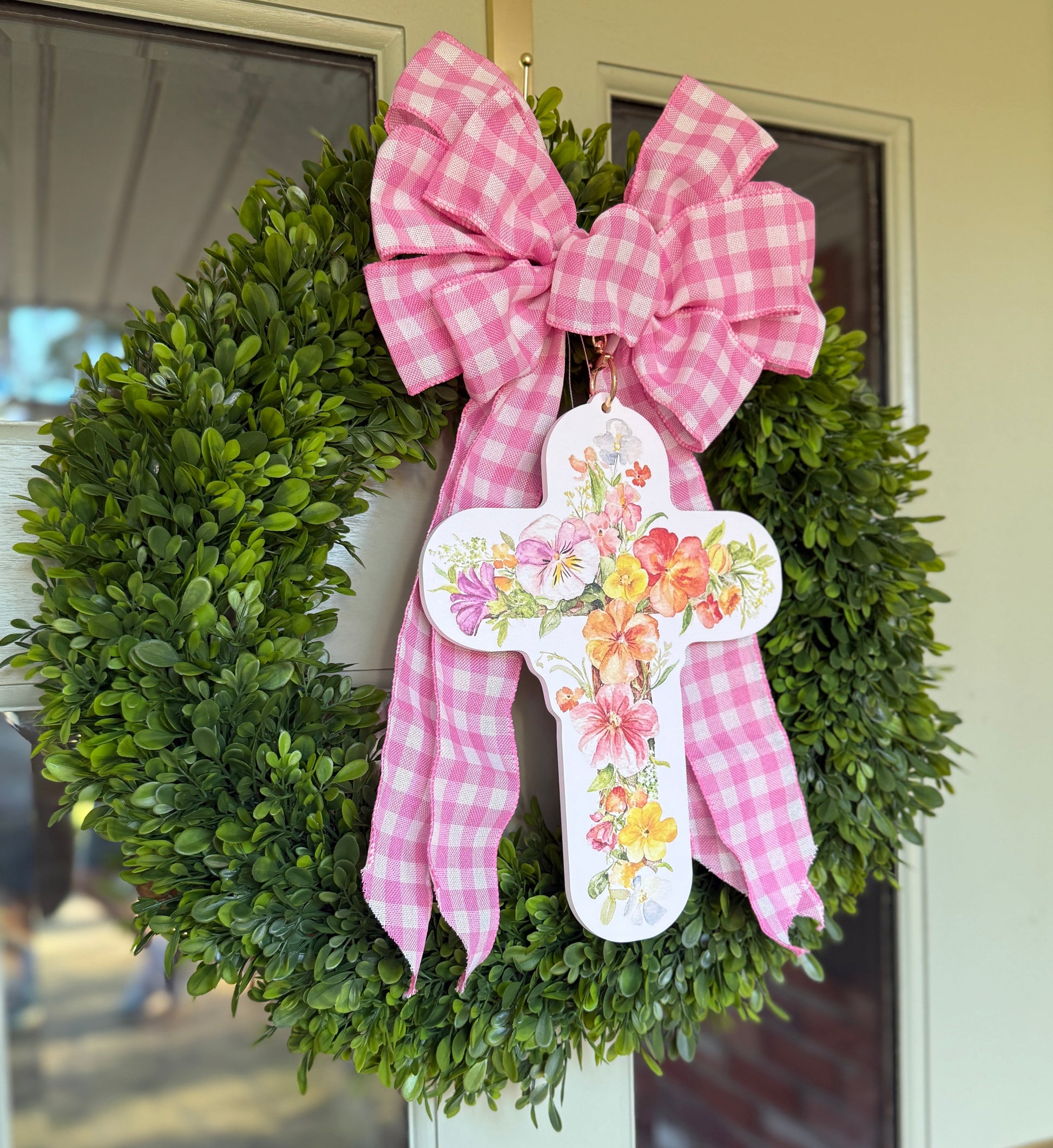 Floral Cross Wreath Charm