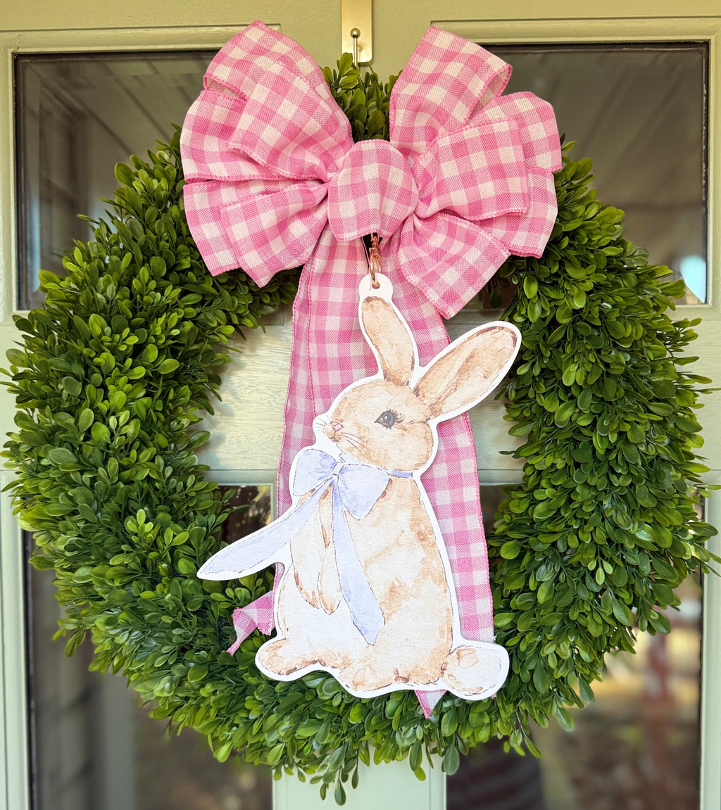 Blue Bunny Wreath Charm