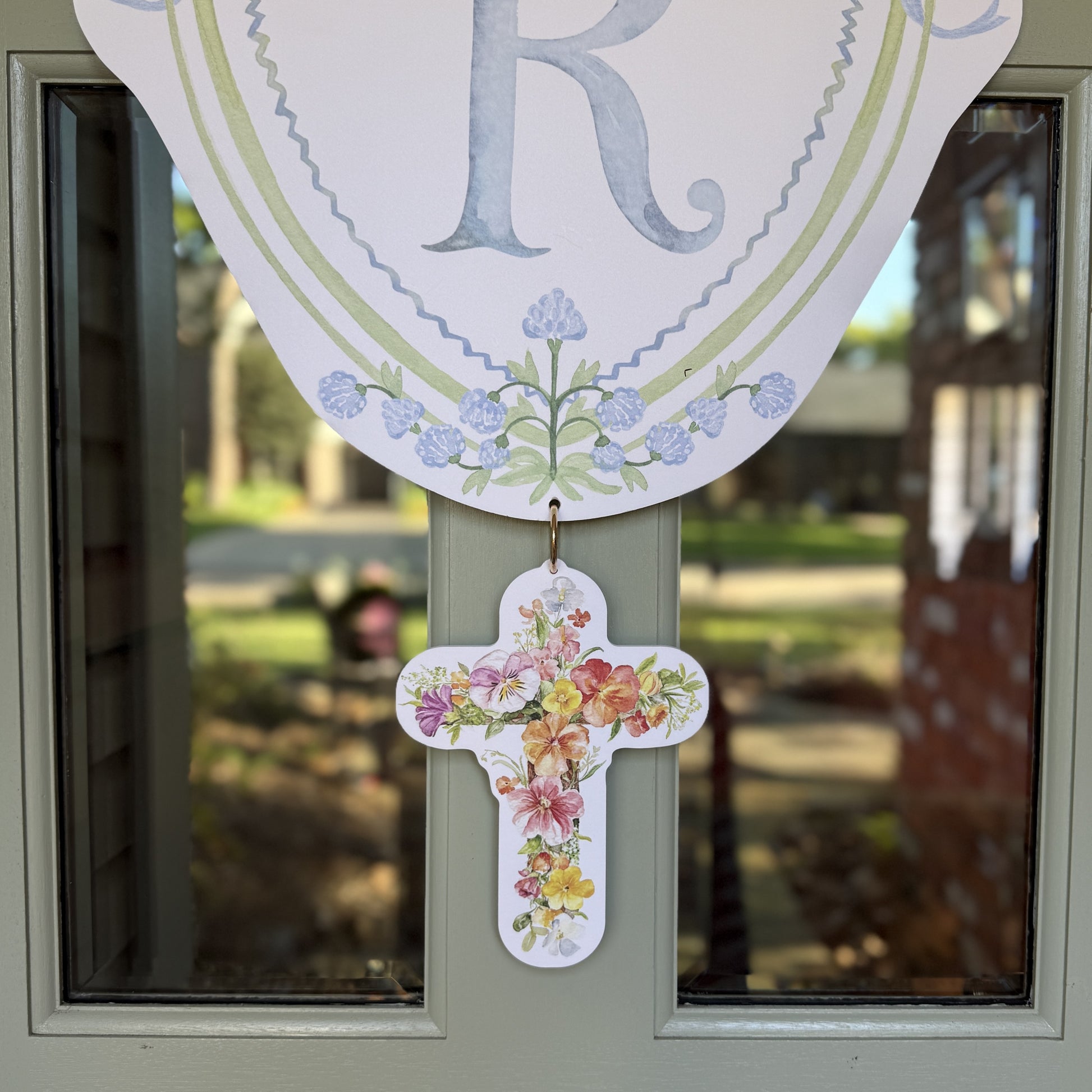 Floral Cross Crest Charm
