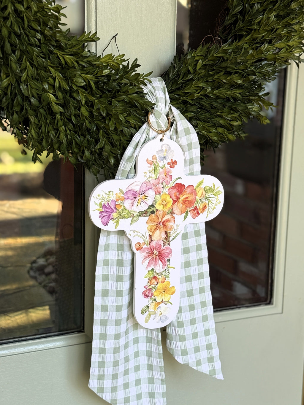 Floral Cross Wreath Charm