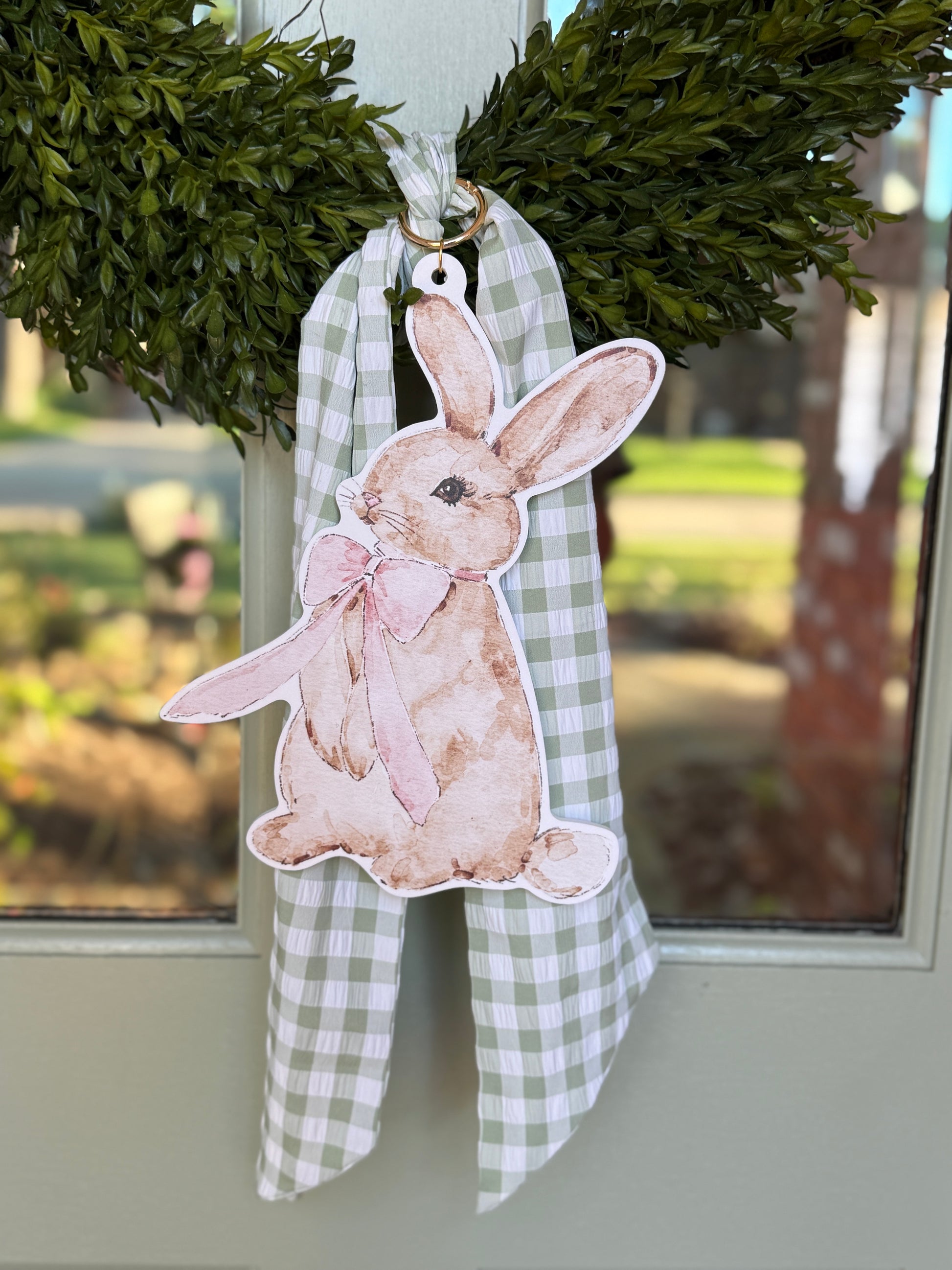 Pink Bunny Wreath Charm