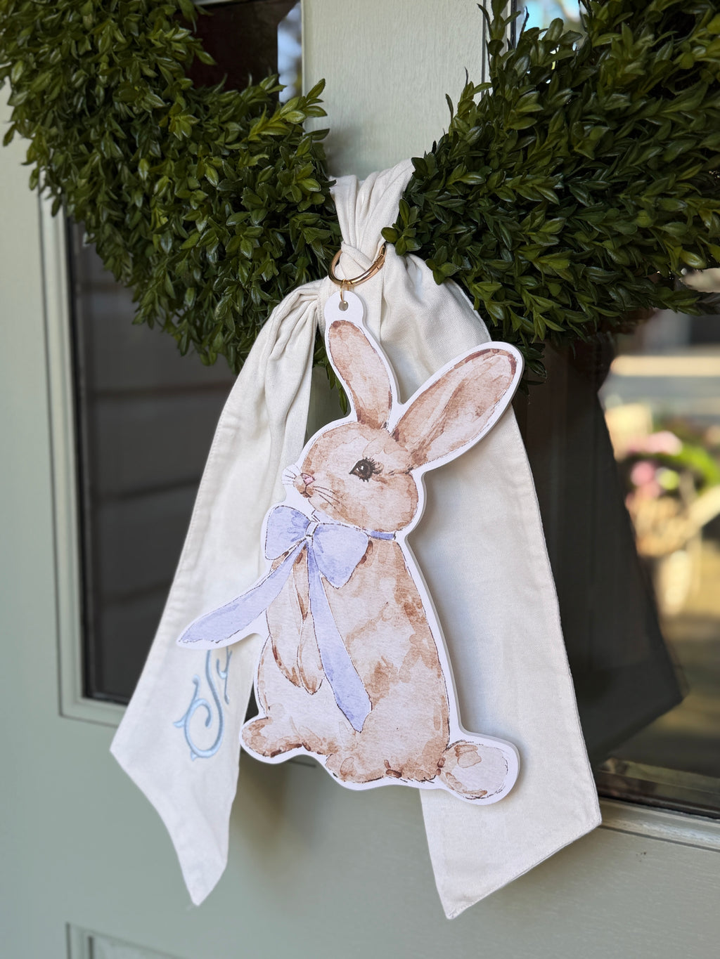 Blue Bunny Wreath Charm