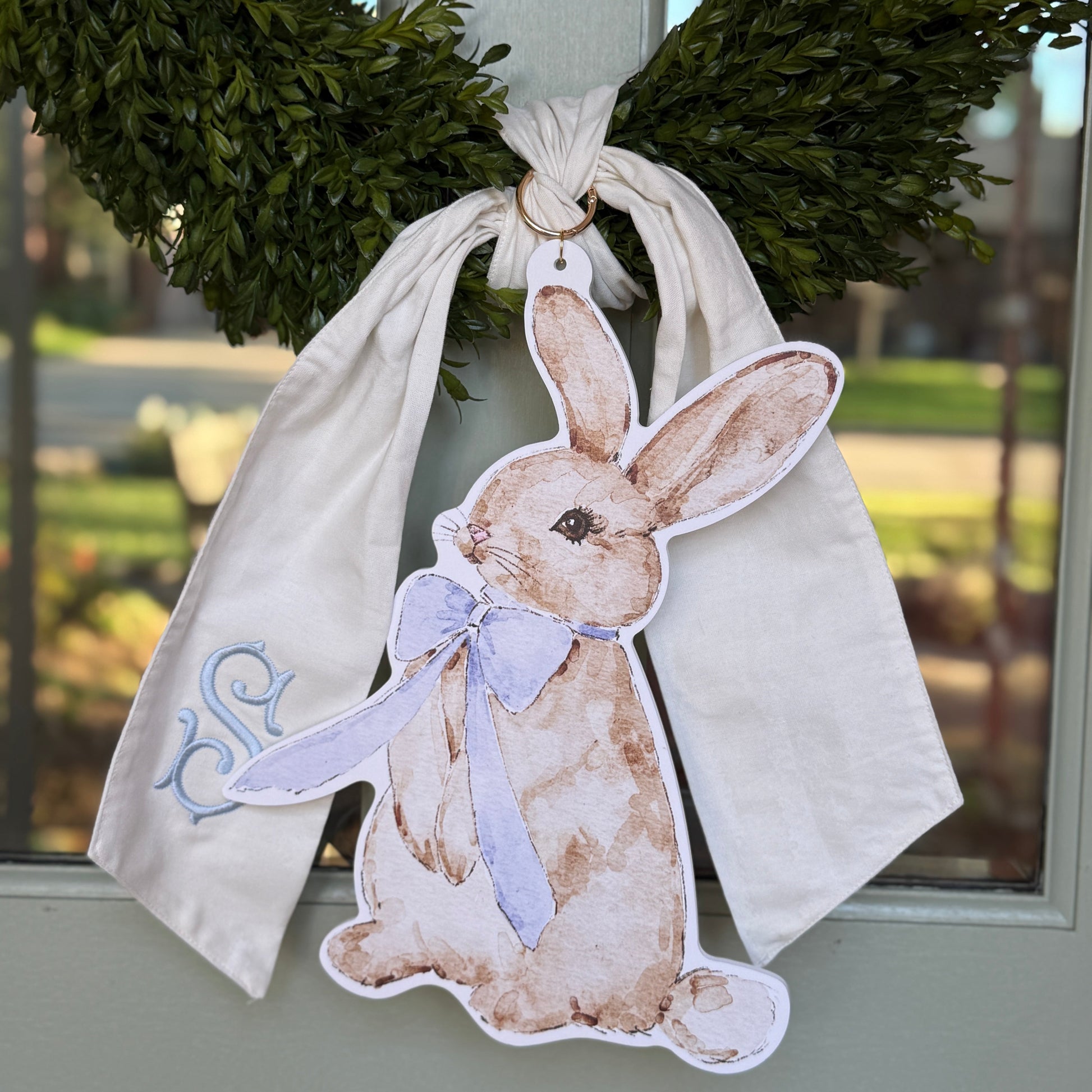 Blue Bunny Wreath Charm