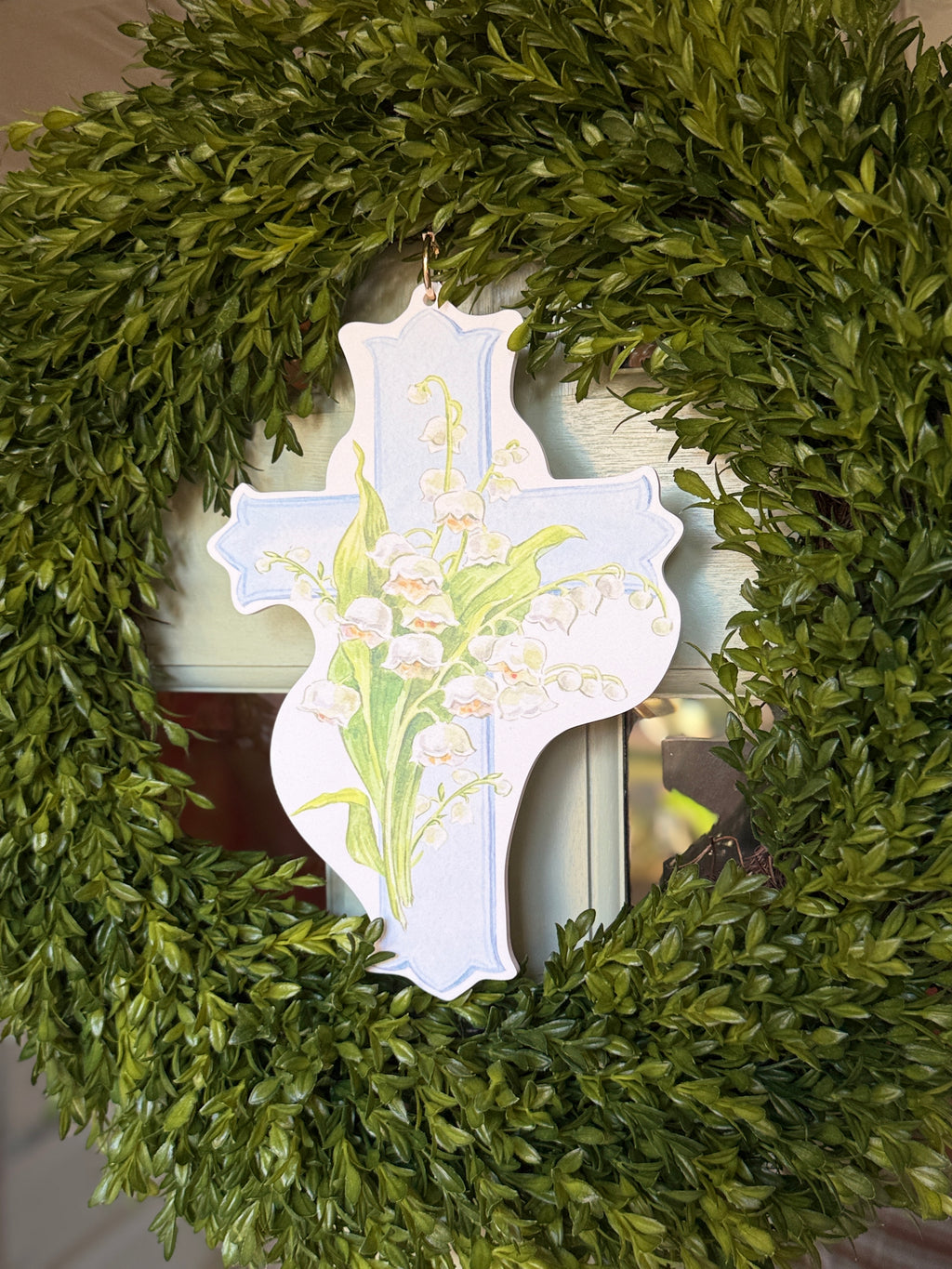 Blue Cross Wreath Charm