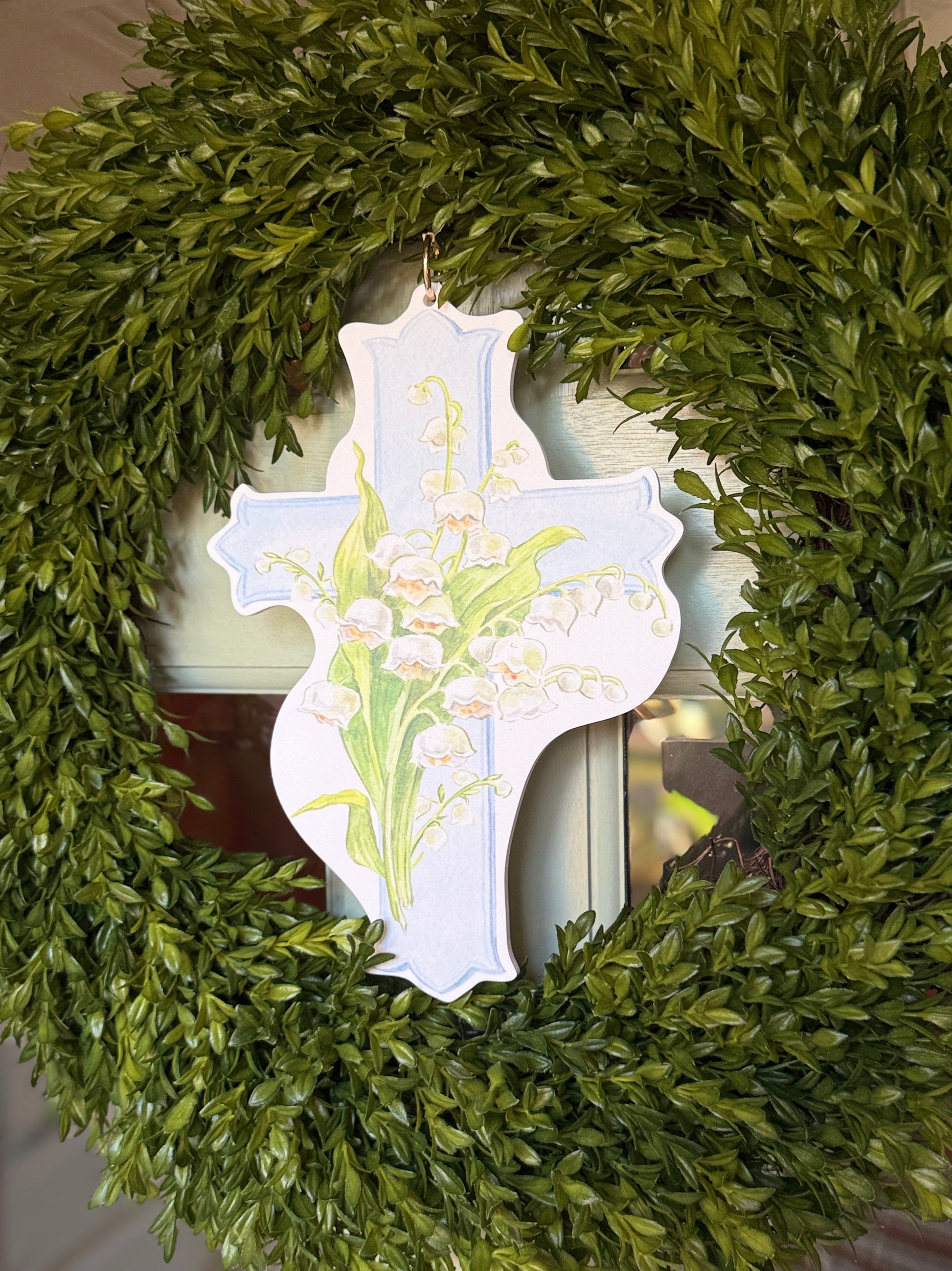Blue Cross Wreath Charm