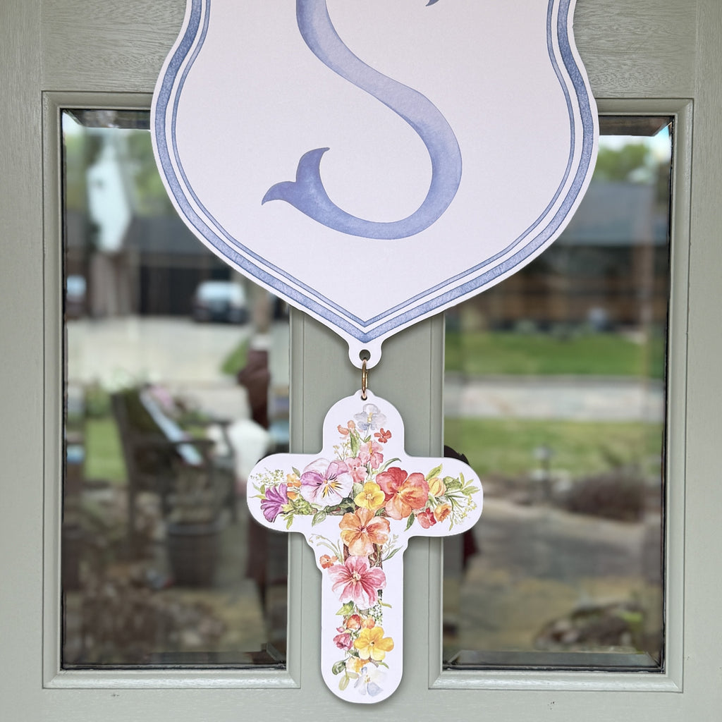 Floral Cross Crest Charm