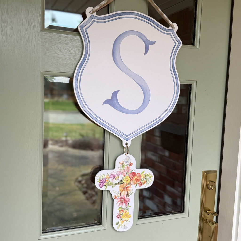 Floral Cross Crest Charm