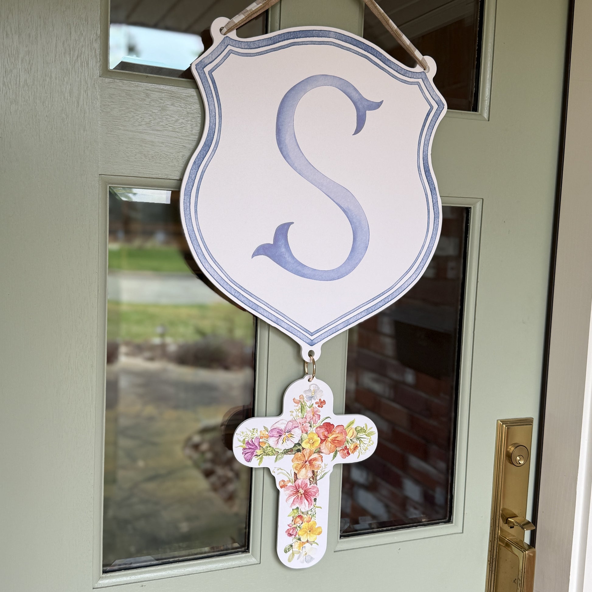 Floral Cross Crest Charm