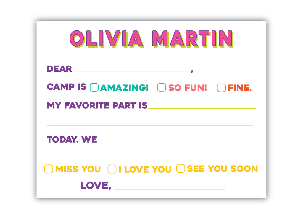 Fill-in-the-blank Camp Stationery