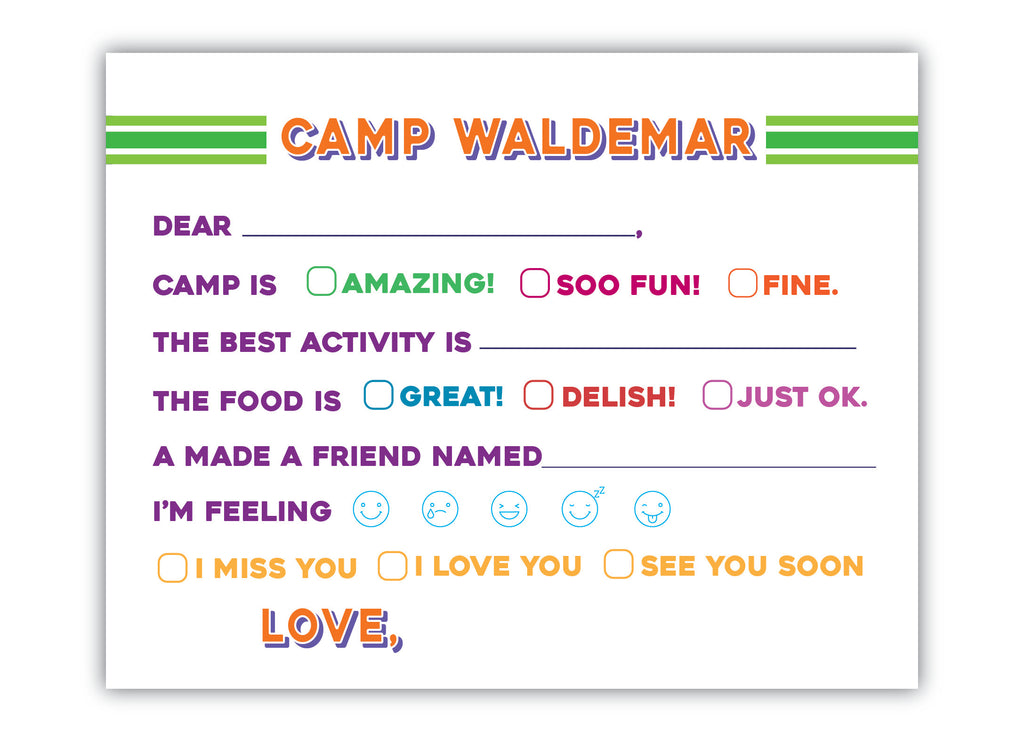 Fill-in-the-blank Emoji Camp Stationery