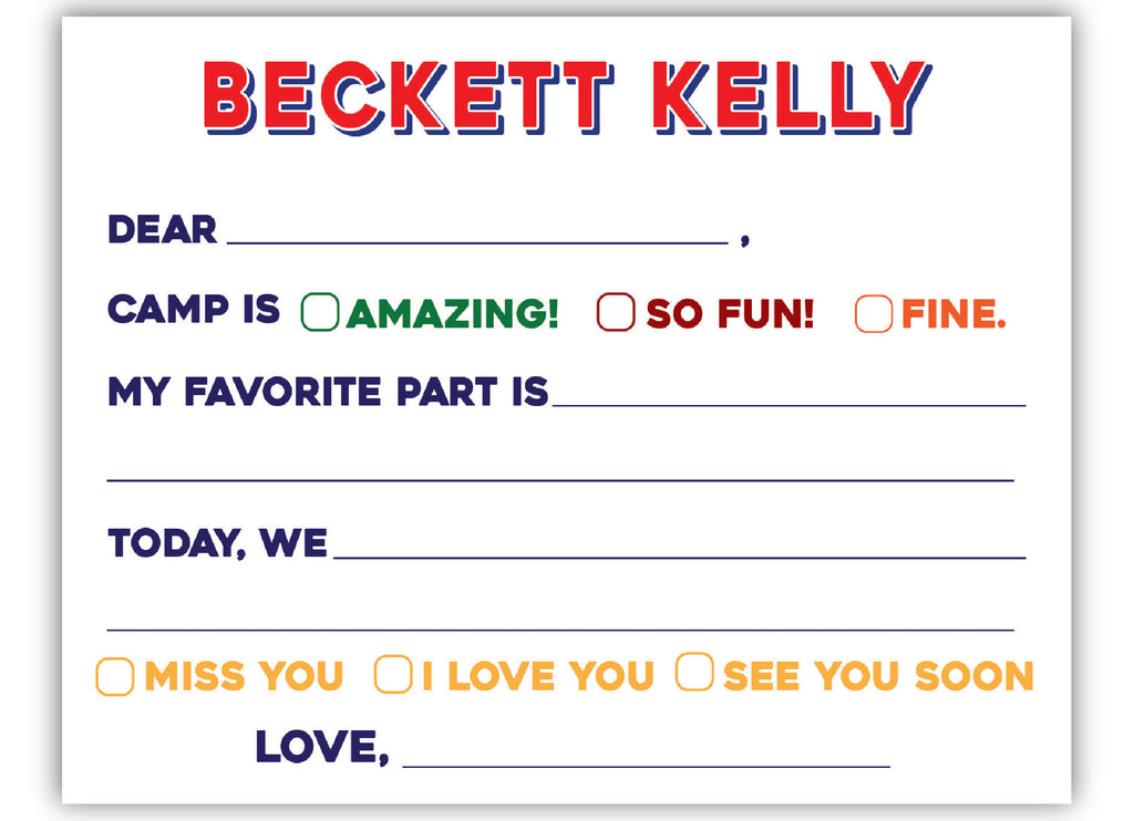 Fill-in-the-blank Camp Stationery