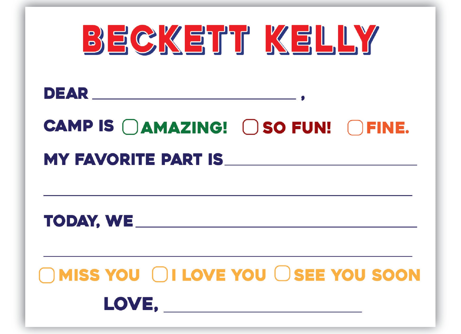 Fill-in-the-blank Camp Stationery
