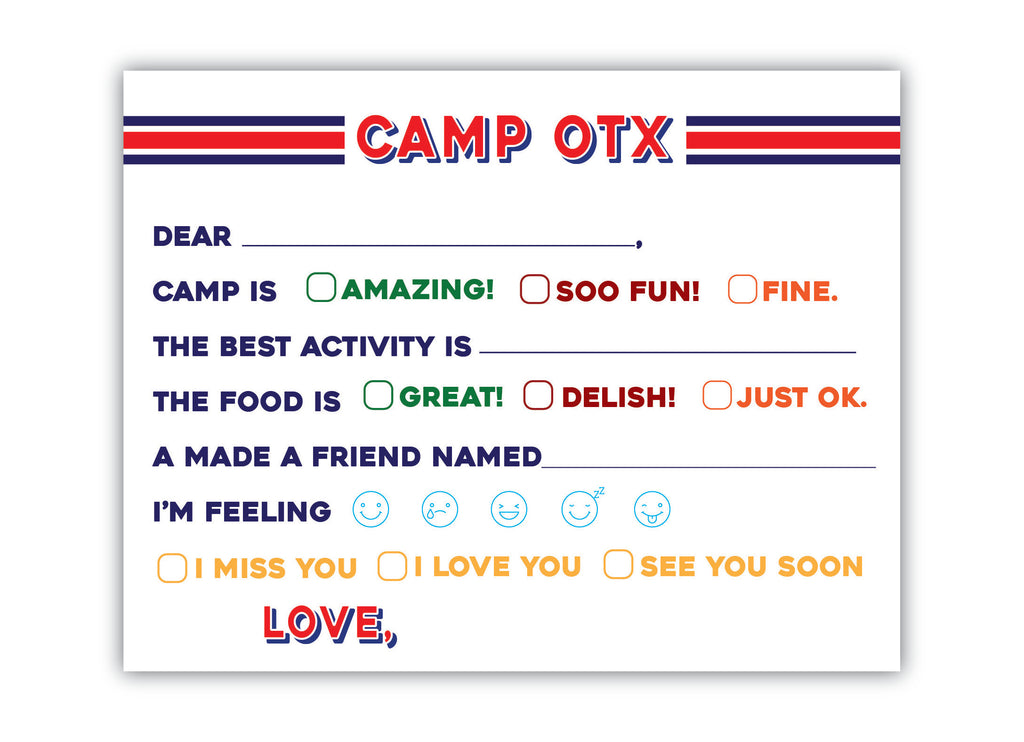 Fill-in-the-blank Emoji Camp Stationery