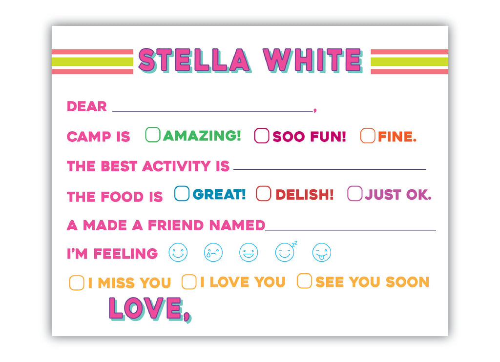 Fill-in-the-blank Emoji Camp Stationery